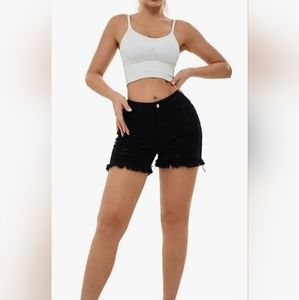 Womens High Waisted Distressed Shorts